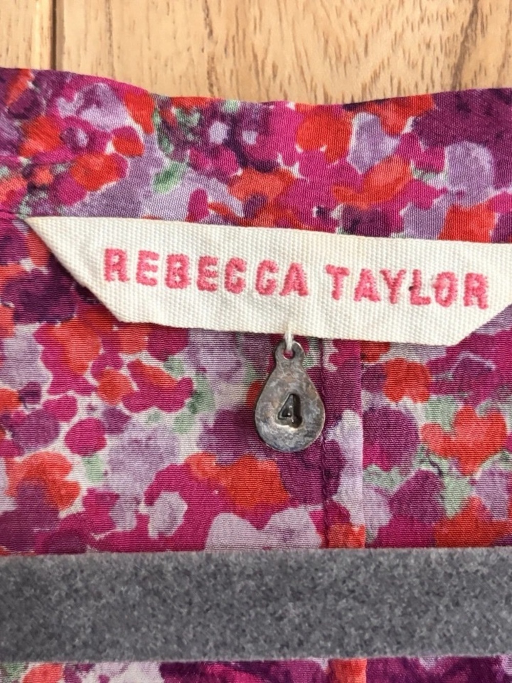 Rebecca Taylor Orange, Pink & Purple Floral V-Neck Blouse - Picture 3 of 9